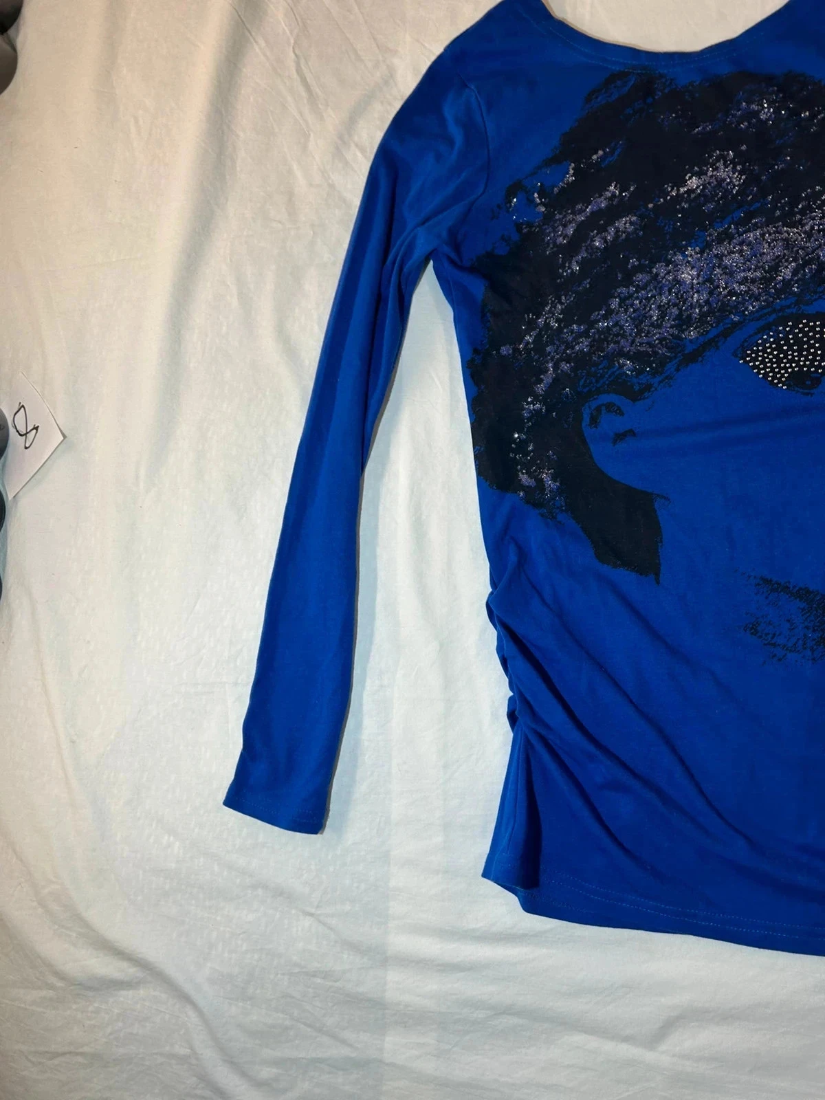 Toumaï navy blue print long sleeve blouse – photo 4